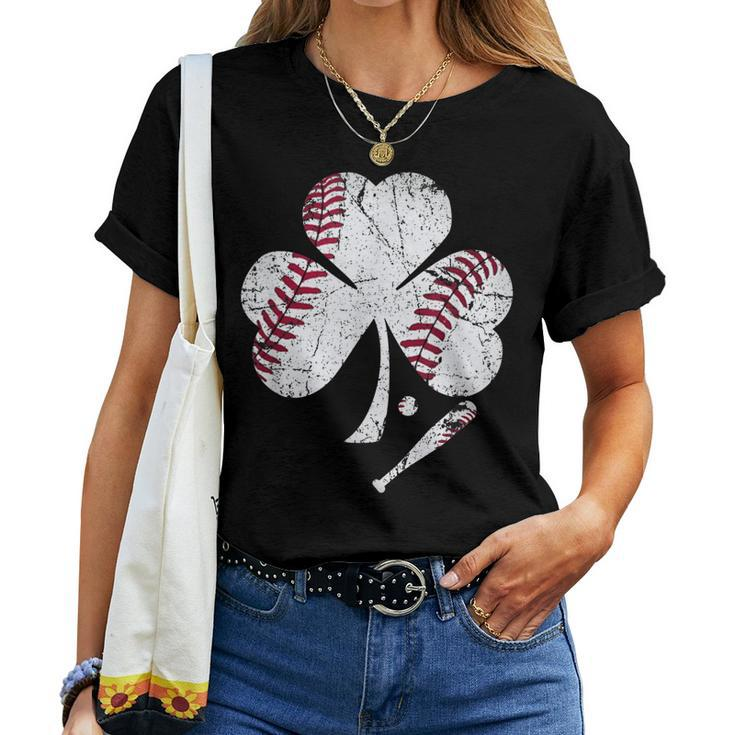 Baseball St Patricks Day Shamrock Shirt Womens Baseball Women T-shirt