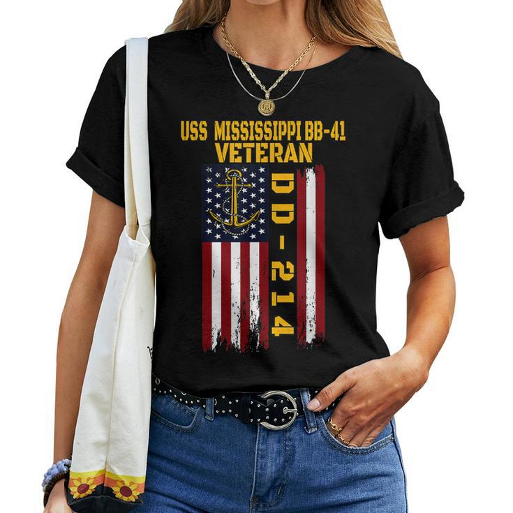 Battleship Uss Mississippi Bb-41 Warship Veteran Grandpa Dad Women T-shirt