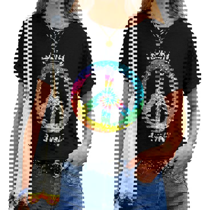 Be Kind Always Tie Dye Peace Sign Hippie Style T  Women T-shirt Casual Daily Crewneck Short Sleeve Graphic Basic Unisex Tee