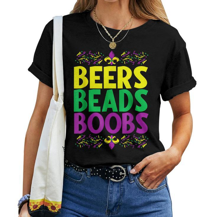 Beers Beads Boobs Mardi Gras Celebration Carnival Costume Women T-shirt