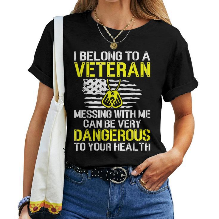 I Belong To A Veteran Funny Veterans Wife Husband Spouse Women T-shirt