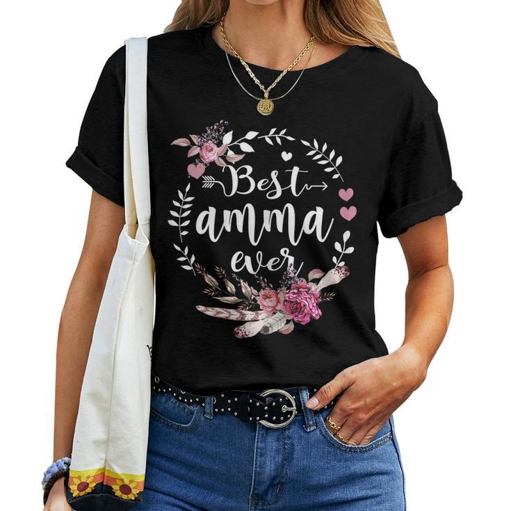 Best Amma Ever Thanksgiving Floral Funny Gifts Women T-shirt