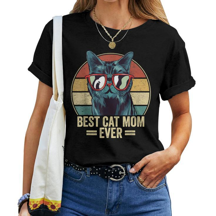Best Cat Mom Ever Retro Vintage Cat Mothers Day 2023 Women T-shirt