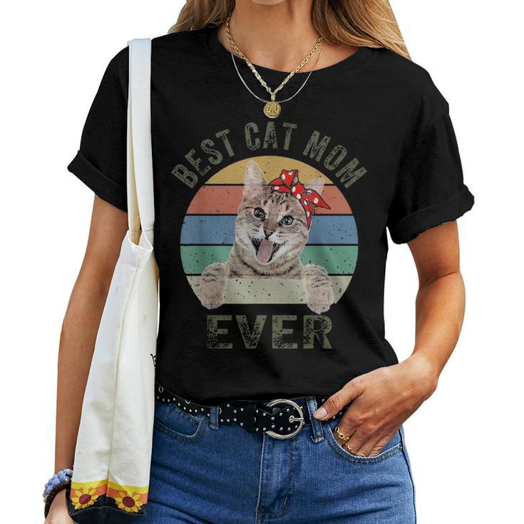 Best Cat Mom Ever Cat Retro Vintage Mothers Day Gifts Women T-shirt