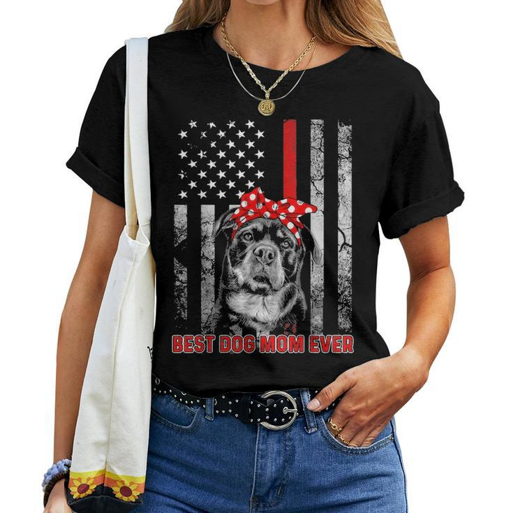Best Dog Mom Ever Rottweiler Dog Mom Usa Flag Patriotic Women T-shirt