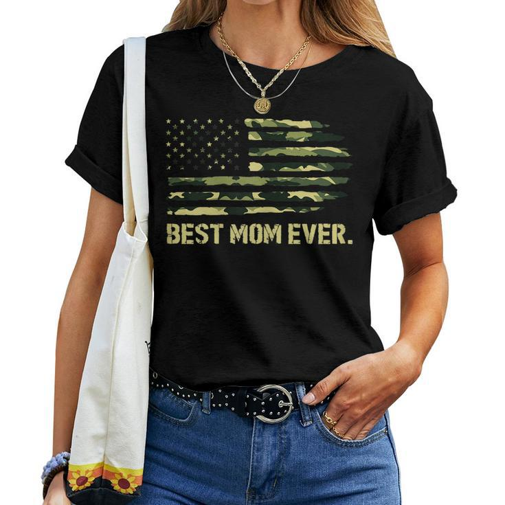 Best Mom Ever Camo American Flag Women T-shirt