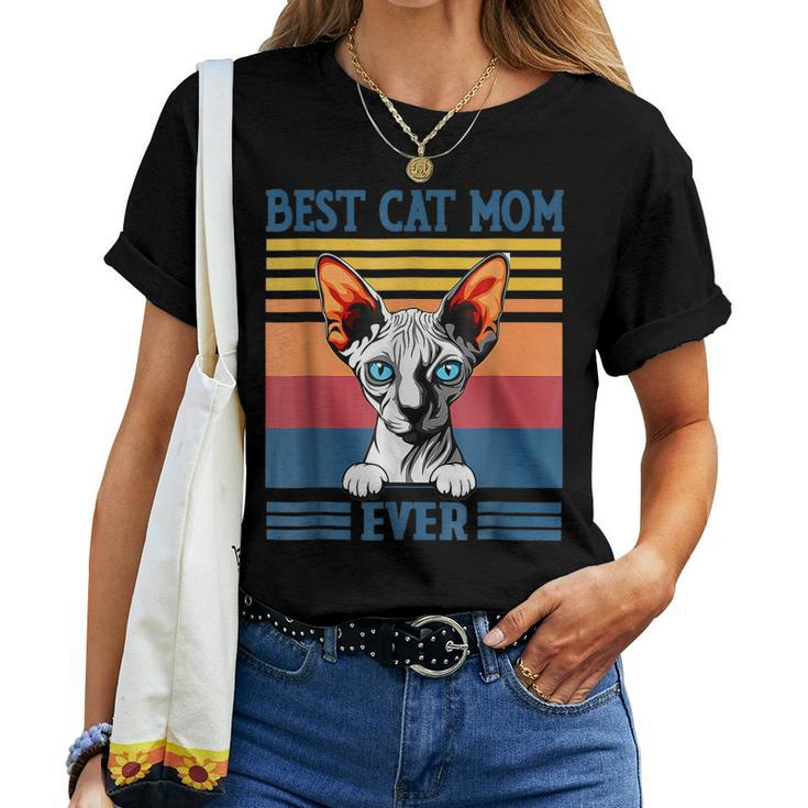 Best Sphynx Mom Ever Funny Hairless Cat Lover Vintage Women T-shirt