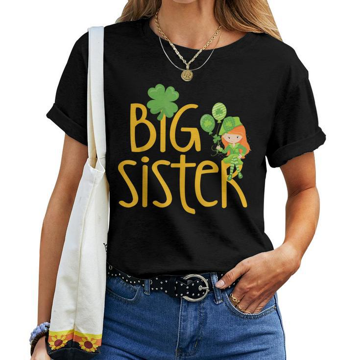 Big Sister Finally Stpatricks Day Kids Sibling Women T-shirt