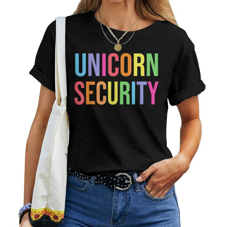 Birthday Girl Dad Mom Daughter Unicorn Security Women T-shirt