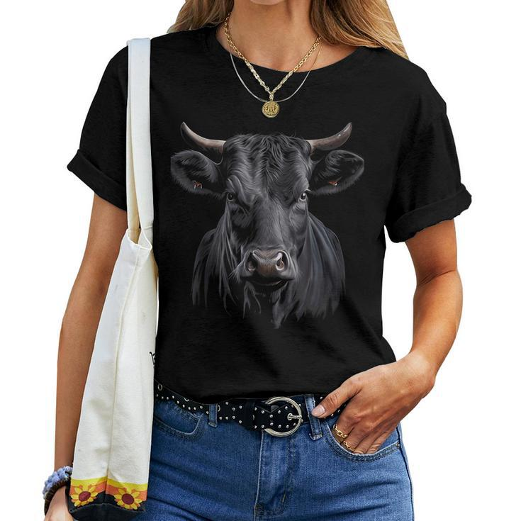 Black Cow Animal Graphic For Men Women Boys Girls Women T-shirt