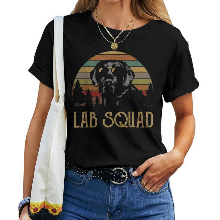 Black Lab Squad Retro Funny Labrador Mom Dad Lover Gifts Women T-shirt