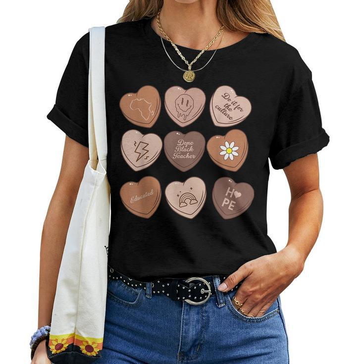 Black Teacher Funny Valentines Day African Pride Sweethearts Women T-shirt