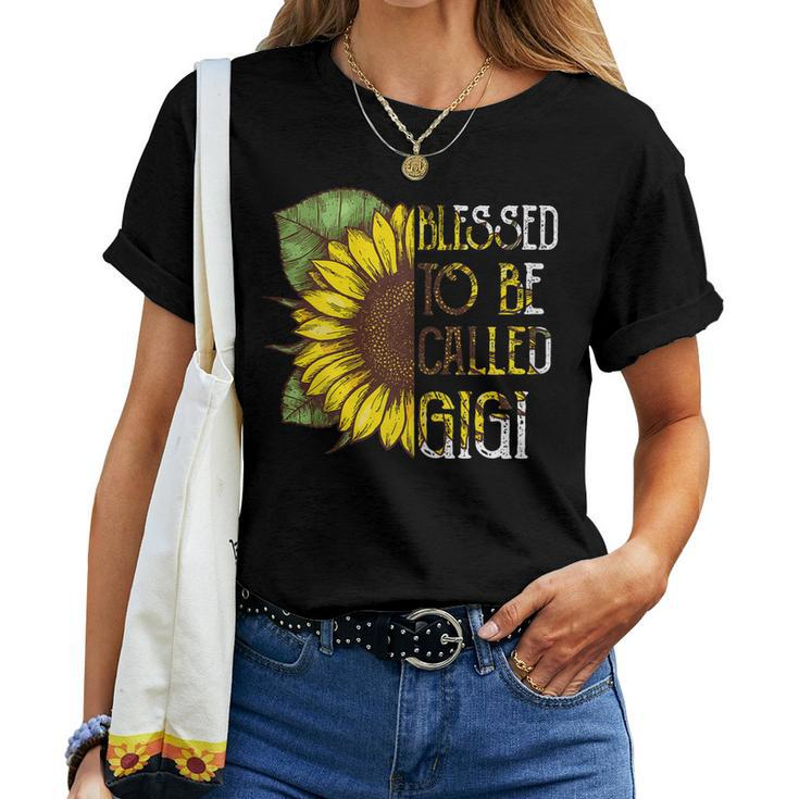 Womens Blessed To Be Called Gigi Sunflower Grandma Women T-shirt