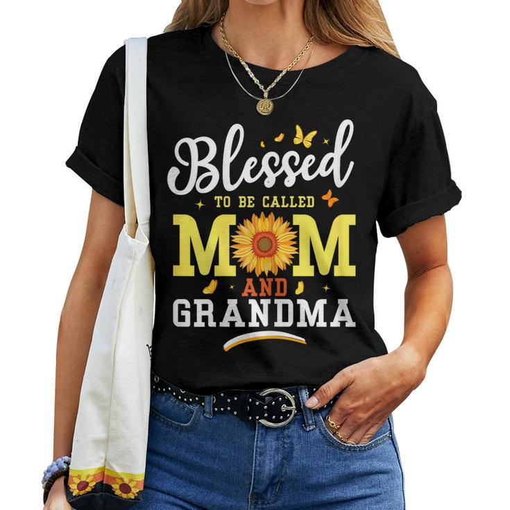 Womens Blessed To Be Called Mom Grandma Flower Women T-shirt