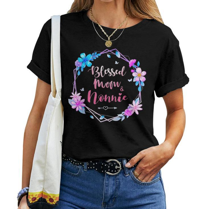 Blessed To Be Called Mom And Nonnie Cute Colorful Floral Women T-shirt