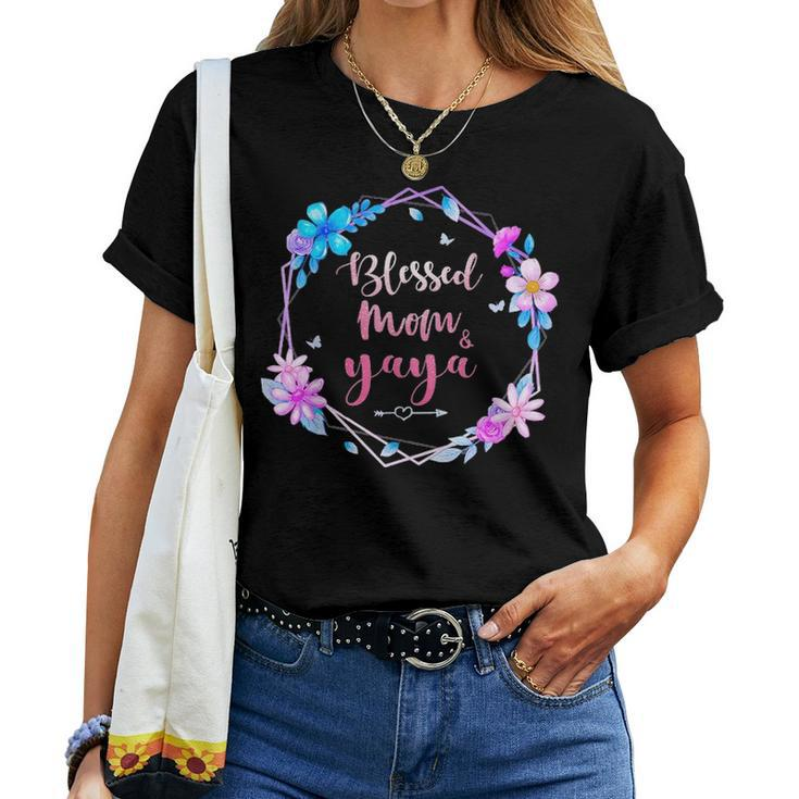 Blessed To Be Called Mom And Yaya Cute Colorful Floral Women T-shirt