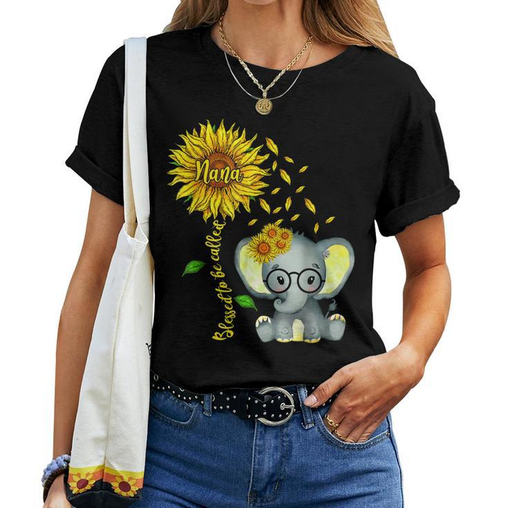 Blessed To Be Called Nana Sunflower Elephant Women T-shirt