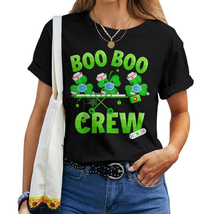 Boo Boo Crew Nurse St Patricks Day Shamrock Face Mask Nurse Women T-shirt