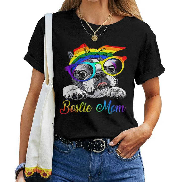 Bostie Mom For Lgbt Pride Boston Terrier Dogs Lovers Women T-shirt