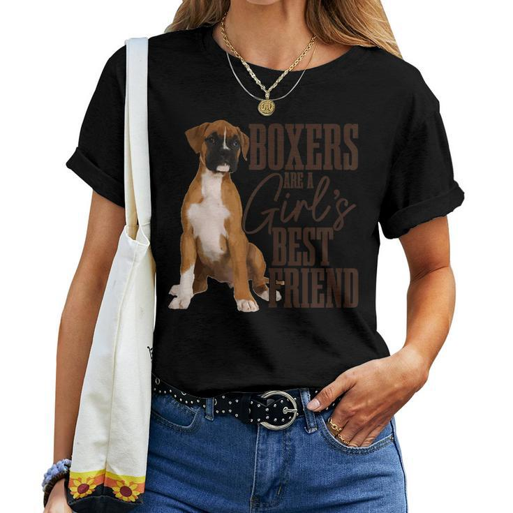 Womens Boxers Are A Girls Best Friend Dog Boxer Mom Women T-shirt