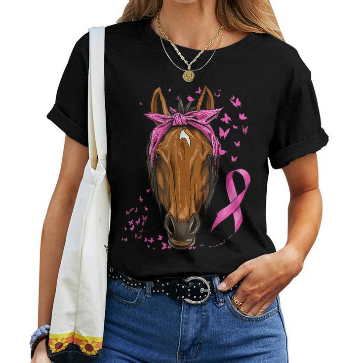 Breast Cancer Awareness Horse Pink Ribbon Cancer Survivor Women T-shirt