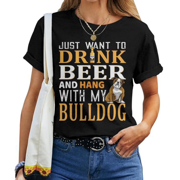 Bulldog Dad Dog Dad & Beer Lover Fathers Day Gift Women T-shirt