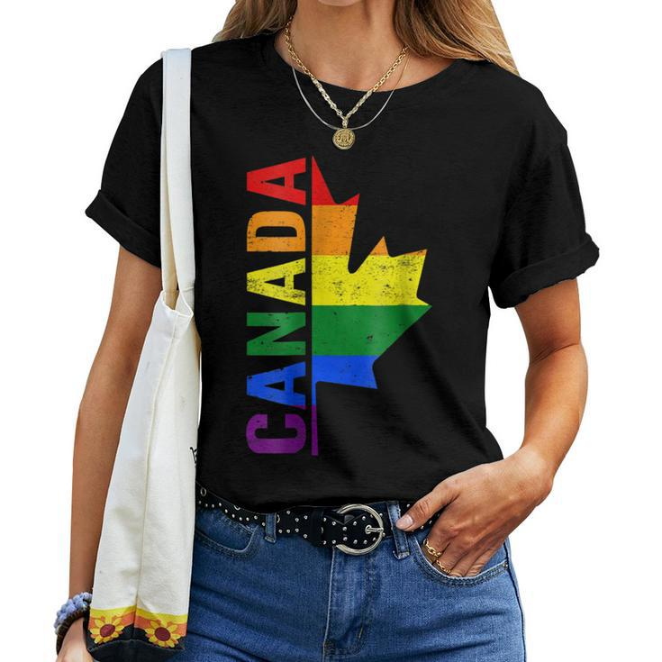 Canada Day Gay Half Canadian Flag Rainbow Lgbt T-Shirt Women T-shirt