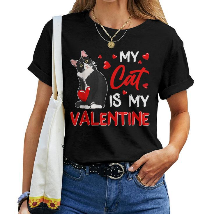 My Cat Is My Valentine Cute Valentines Day Cat Dad Cat Mom Women T-shirt