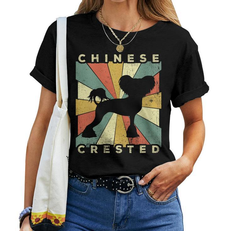Womens Chinese Crested Dog Retro 70S Vintage Women T-shirt