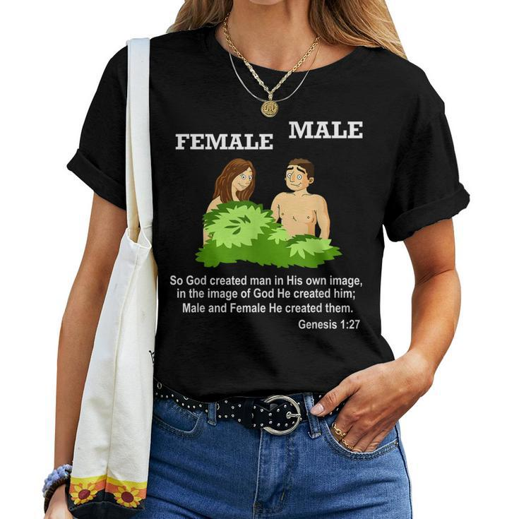 Christian Bible Verse Genesis 1 27 God Created Male Female Women T-shirt