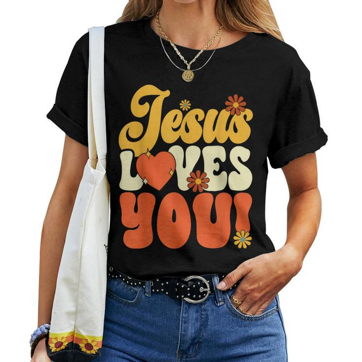Christian Retro Jesus Loves You Religious Faith God 70S Women T-shirt