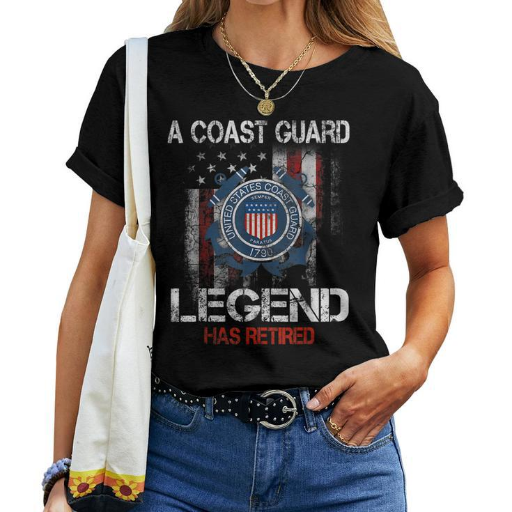 A Coast Guard Legend Has Retired Vintage Uscg Military Flag Women T-shirt