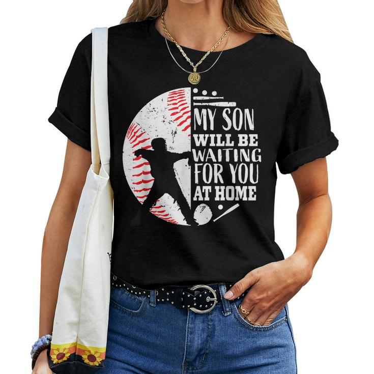 Cool Cute Baseball Catcher Mom Dad Son Parents Quote Graphic Women T-shirt