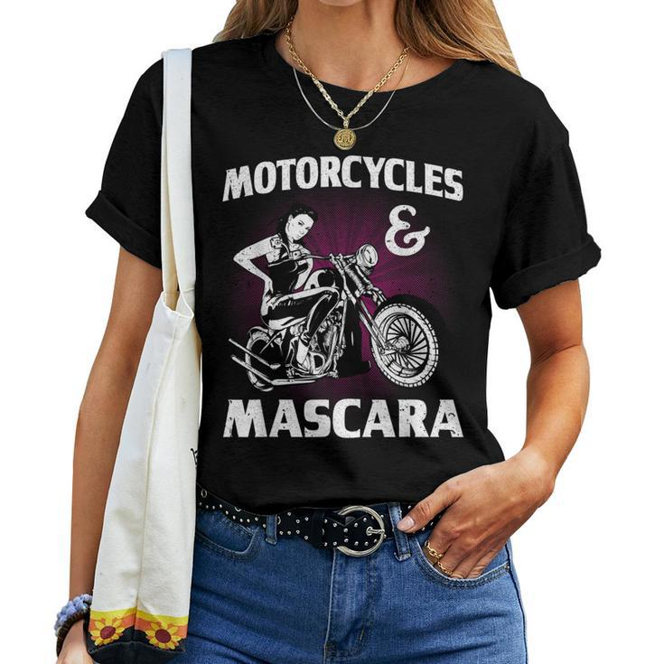 Cool Motorcycles And Mascara For Women Girls Makeup Bikers Women T-shirt