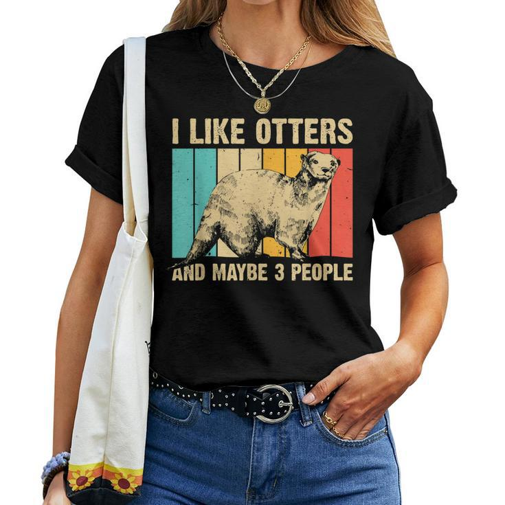 Cool Otter Design For Men Women Kids Vintage Sea Otter Lover Women T-shirt