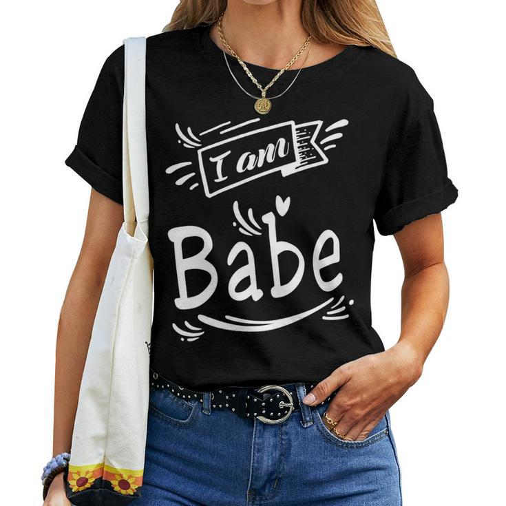 Couple Funny I Am Babe - Mens Standard Women T-shirt Casual Daily Crewneck Short Sleeve Graphic Basic Unisex Tee