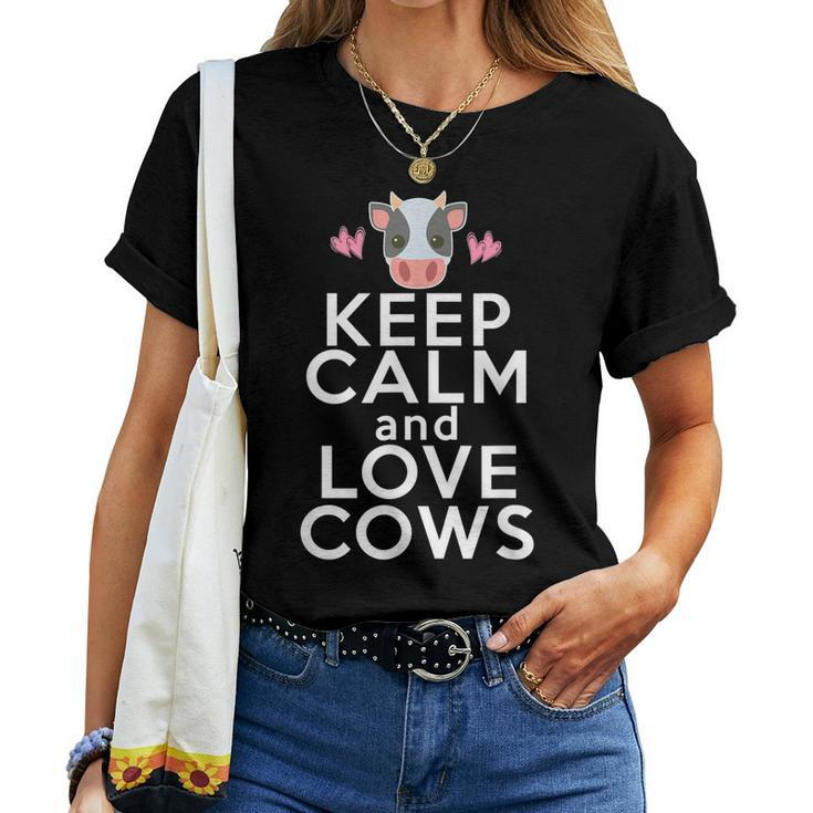 Cow Lover Keep Calm Love Cows Farmer Women Girls Women T-shirt
