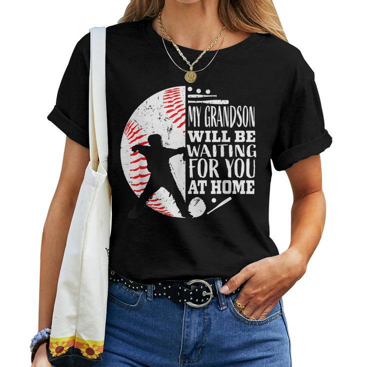 Cute Baseball Catcher Grandma Grandpa Grandson Quote Graphic Women T-shirt