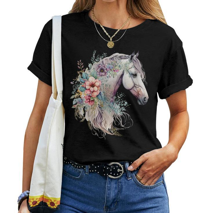 Cute Horse Women Boho Girl Horse Riding Cowgirl Rodeo Women T-shirt
