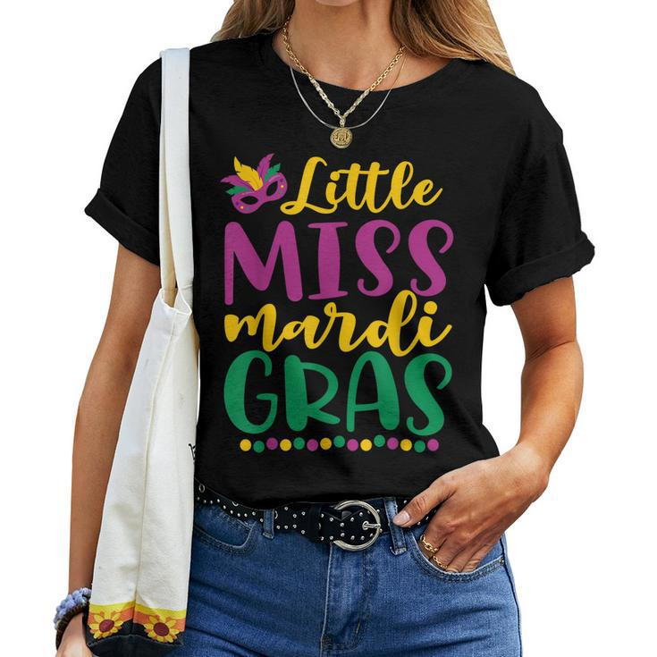 Cute Little Miss Mardi Gras 2023 Beads Girls Women T-shirt