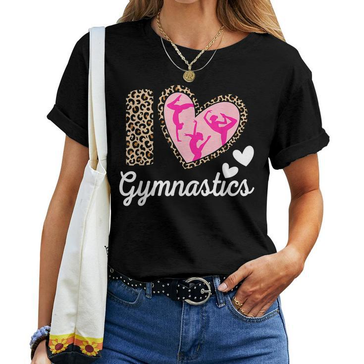 Cute I Love Gymnastics Leopard Print Women Girls Acrobat Women T-shirt Casual Daily Basic Unisex Tee