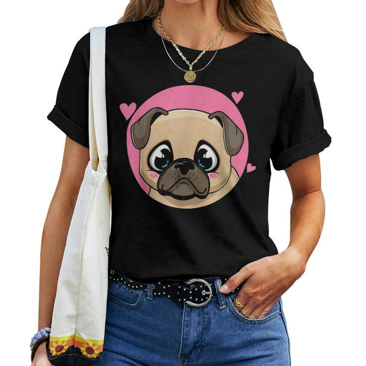 Cute Pug Gift Puppy Dog Lover Ladies Pugs Mom Girls Kids 5105 Women T-shirt