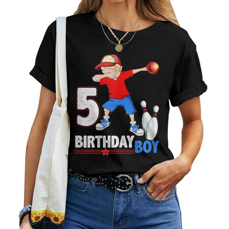 Dabbing Bowler Bowling T Shirt 5Th Birthday Boys Party Tees Women T-shirt