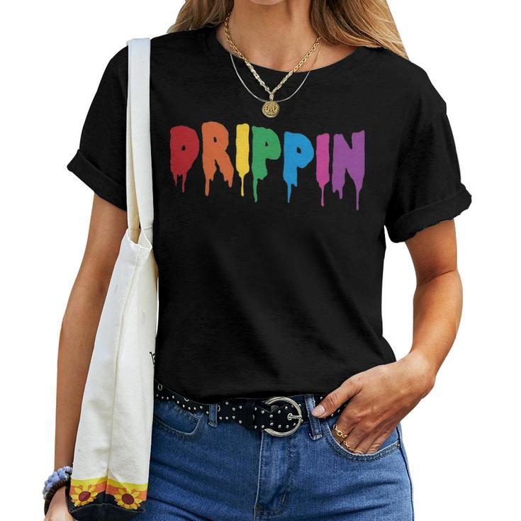 Drippin Colorful Rainbow Hip Hop Lovers Dripping Sauce Women T-shirt