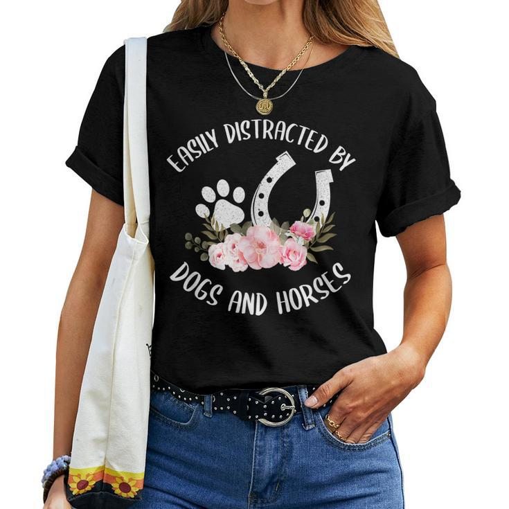 Easily Distracted By Dogs And Horses For Girls Women Women T-shirt