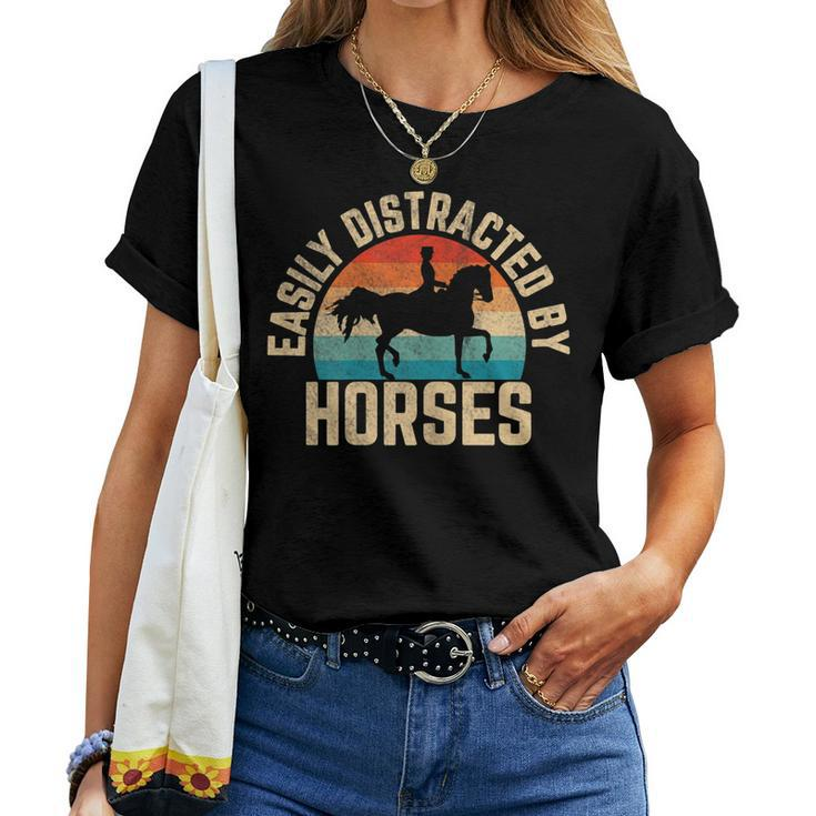 Easily Distracted By Horses Retro Horse Women T-shirt