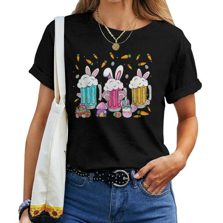 Easter Beer Glasses Bunny Ears Alcohol Drinking Party Women T-shirt