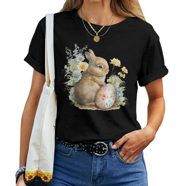 Easter Bunny Rabbit Women - Happy Bunny Flower Graphic Girls Women T-shirt