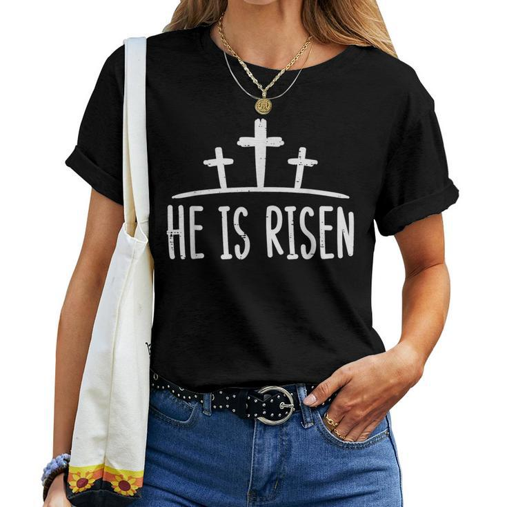 Easter He Is Risen Cross Religious Christian Men Women Kids Women T-shirt
