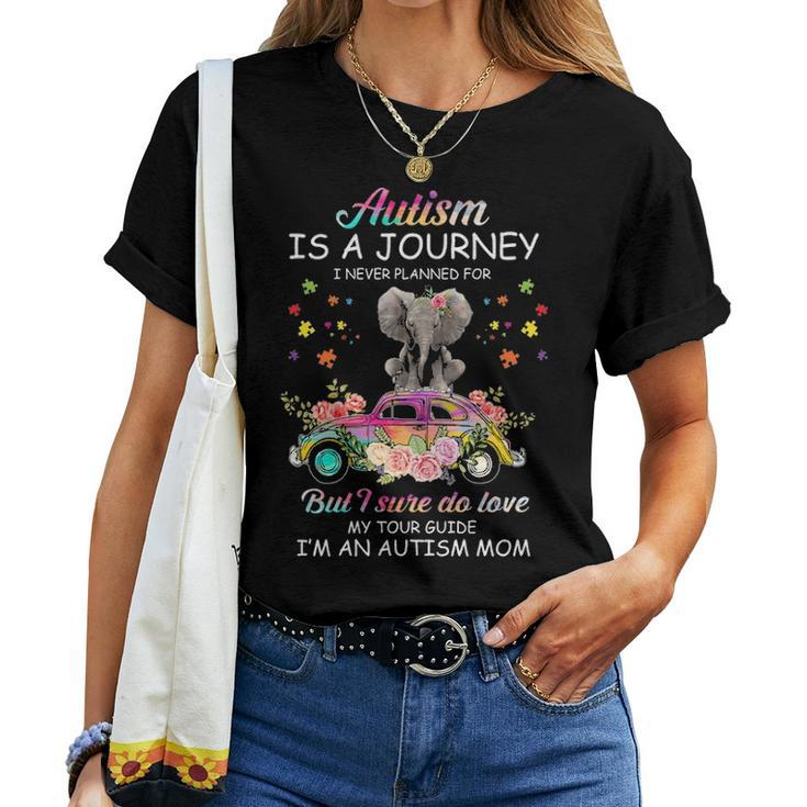 Elephant Riding Truck Funny Autism Awareness Gift For Mom Women T-shirt